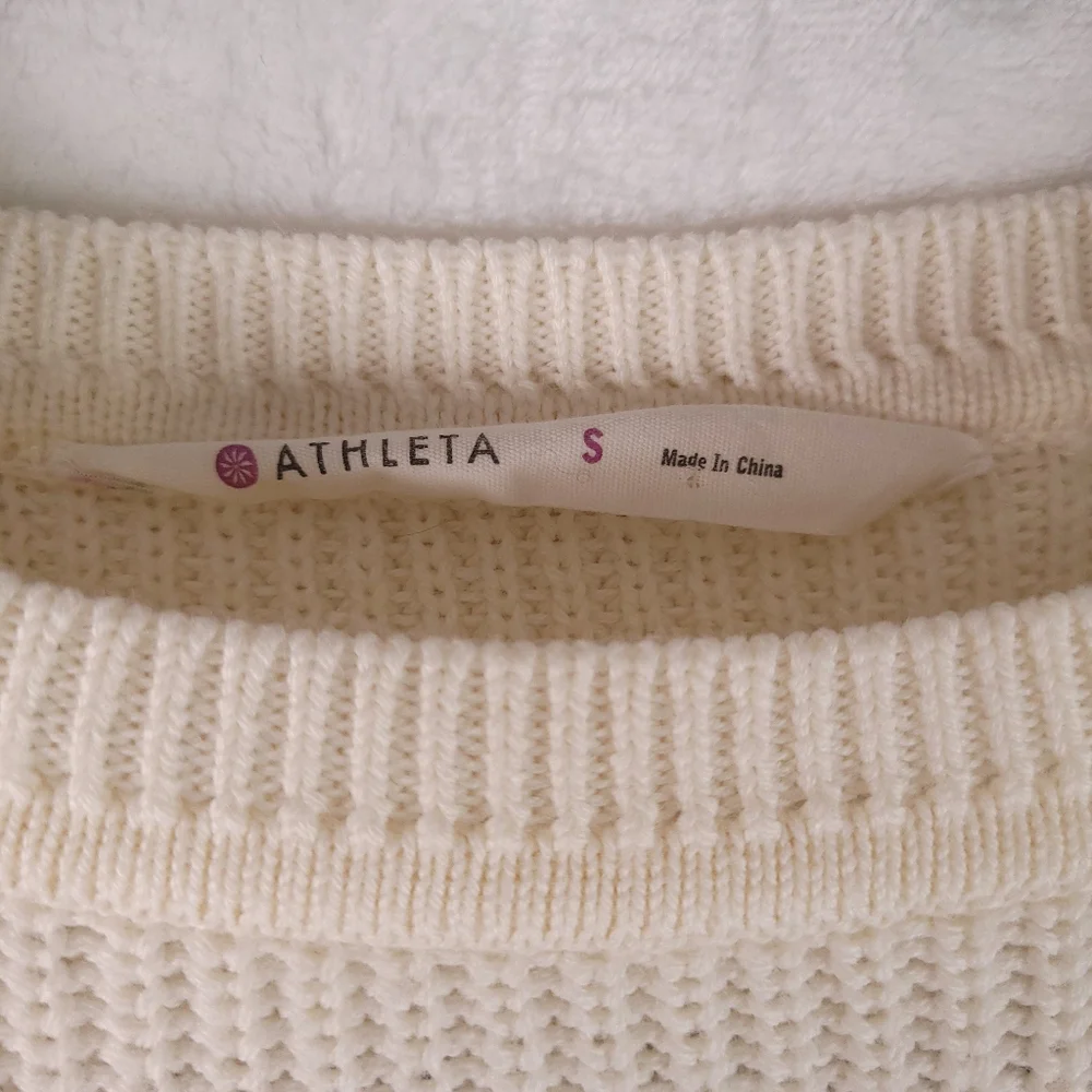 Athleta Merino Wool Blend Off White Cream High Low Knit Sweater Women S